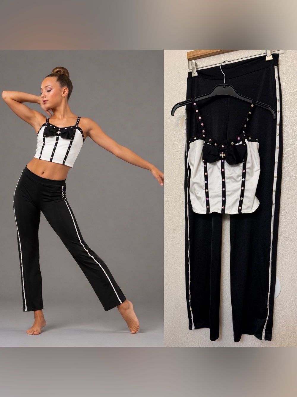 Kelle dance jazz contemporary costume 2 piece THE RITZ 2967 white black MA adult